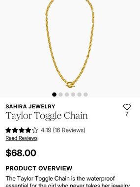 Sahira Jewelry Taylor Toggle Chain Necklace - Gold